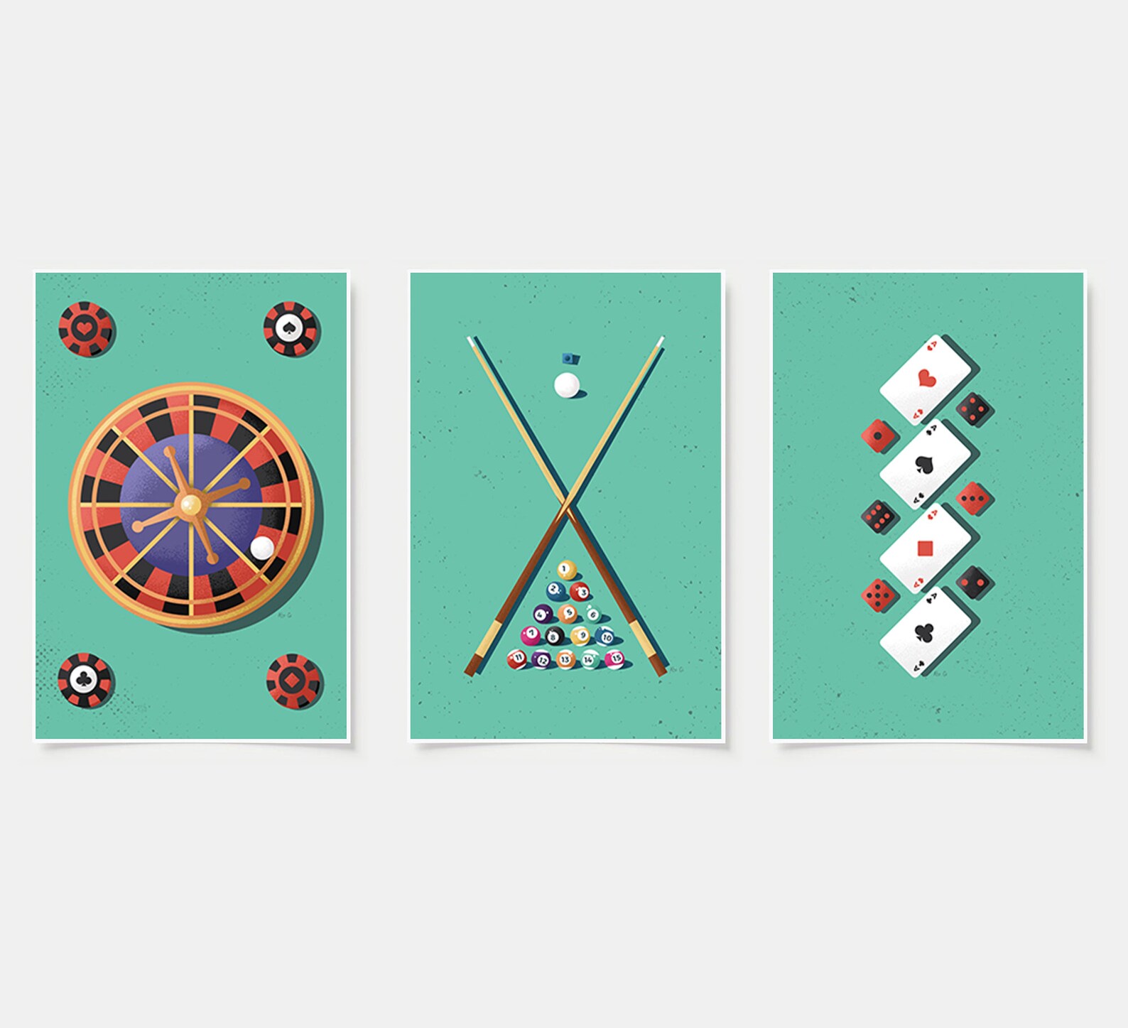 Poker Room Decor 3 Piece Wall Art Poker Art Game Room Etsy