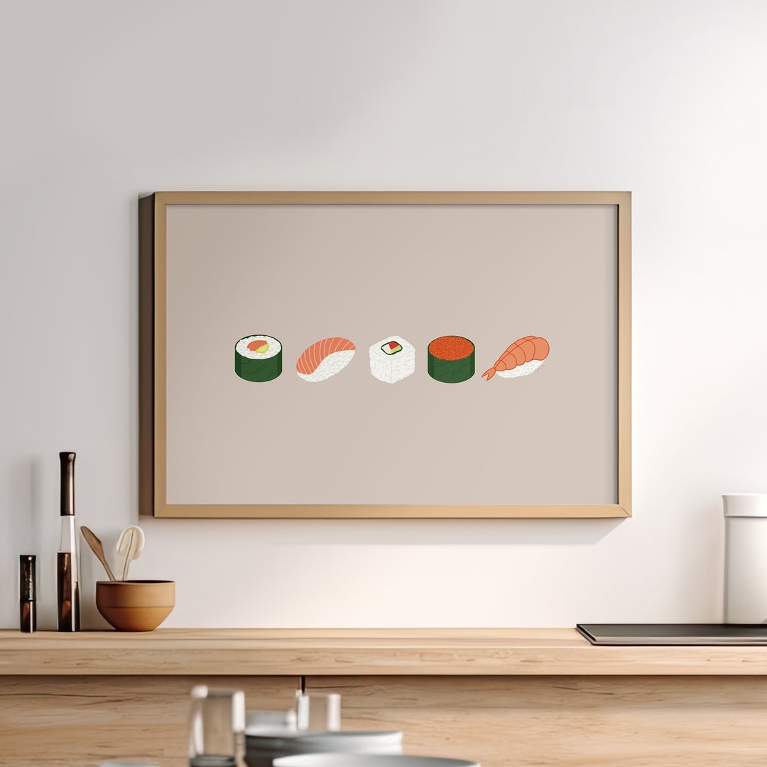 Minimalist Sushi Poster Sushi Art Print Japanese Food Decor