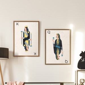 Arte de parede Rei e Rainha - Presente de Dia dos Namorados - Dia dos Namorados - Decoração dele e dela - Cartas de jogar Rei e Rainha - Presente de casamento - Presentes para ele