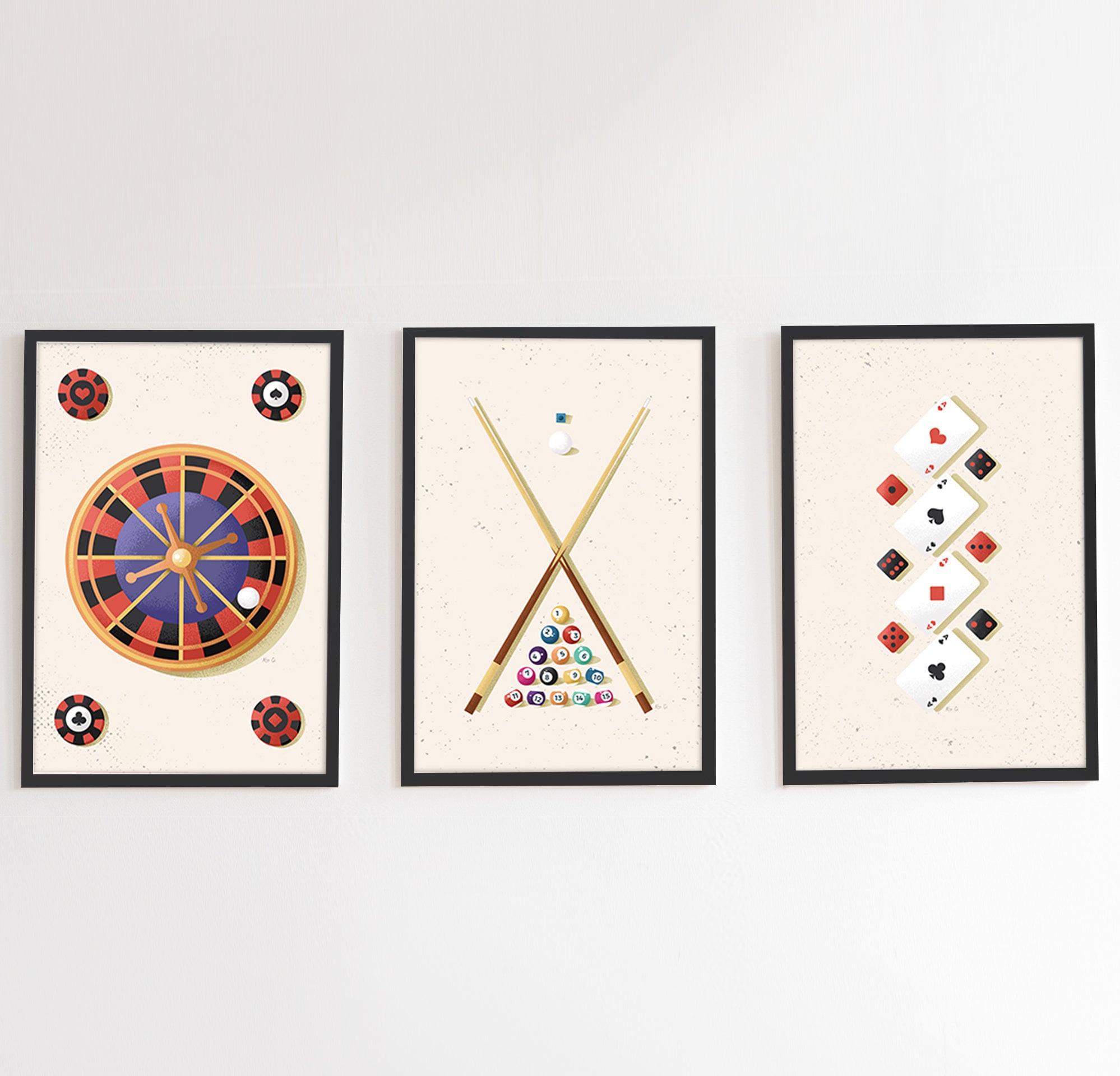 Poker Room Decor 3 Piece Wall Art Poker Art Game Room Etsy
