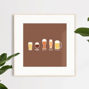 Beer Art - Square Beer Poster - Bar Decor - College Student Gift - Roommate Gift - Bar Decoration