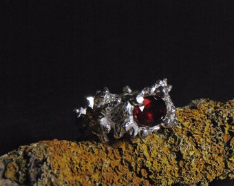 Silver ring "Twings" with garnet ,Garnet Silver Ring, Sterling Silver Gemstone Ring, Natural Garnet , Red Stone Ring, Gift for Women,