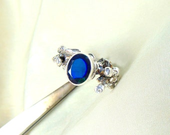 Tree branch opal ring, engagement ring,  ring with black opal, Silver ring with black ethiopian opal, gift for women