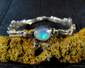 Bracelet "Twigs" with opal, Opal Sterling Silver Bracelet, Amaizing Ethiopian Opal,  Natural Stone, Bracelet Rush, Gift for Women,