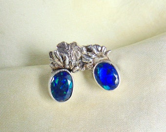 Vergoldete Ohrringe aus Sterlingsilber mit Opal