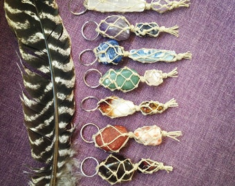 Chakra Crystal Healing Hemp Macrame//Keychains//Car Mirror Hanger//Reiki//Yoga