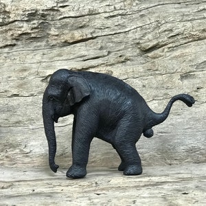 Hand Carved Elephant, Happy time figurine, Wood Carving, Elephant Carving, Realistic, Teak, Unique wooden sculpture, Thai, Asian Elephant