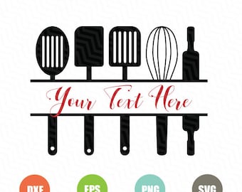 Split Kitchen SVG, Kitchen Monogram Svg, Kitchen SVG, Cuttable Design,Pvg,Dxf,Png, Silhouette Studio & Cricut_Instant Download