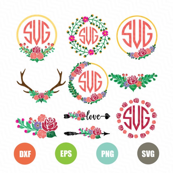 Free Free Flower Svg Monogram 363 SVG PNG EPS DXF File