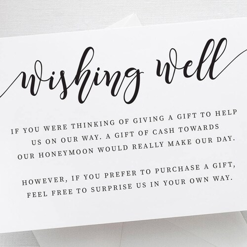 Printable Wishing Well Card Wedding Wishing Well Insert - Etsy