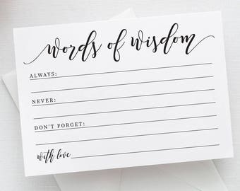 Words of Wisdom Card | Printable Advice Card | Wedding Advice Card | Baby Shower Game | Bridal Shower Ideas | PDF Instant Download
