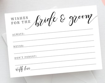 Wishes for Bride and Groom | Words of Wisdom Card | Printable Advice Card | Wedding Advice Card | Bridal Shower Ideas | PDF Instant Download