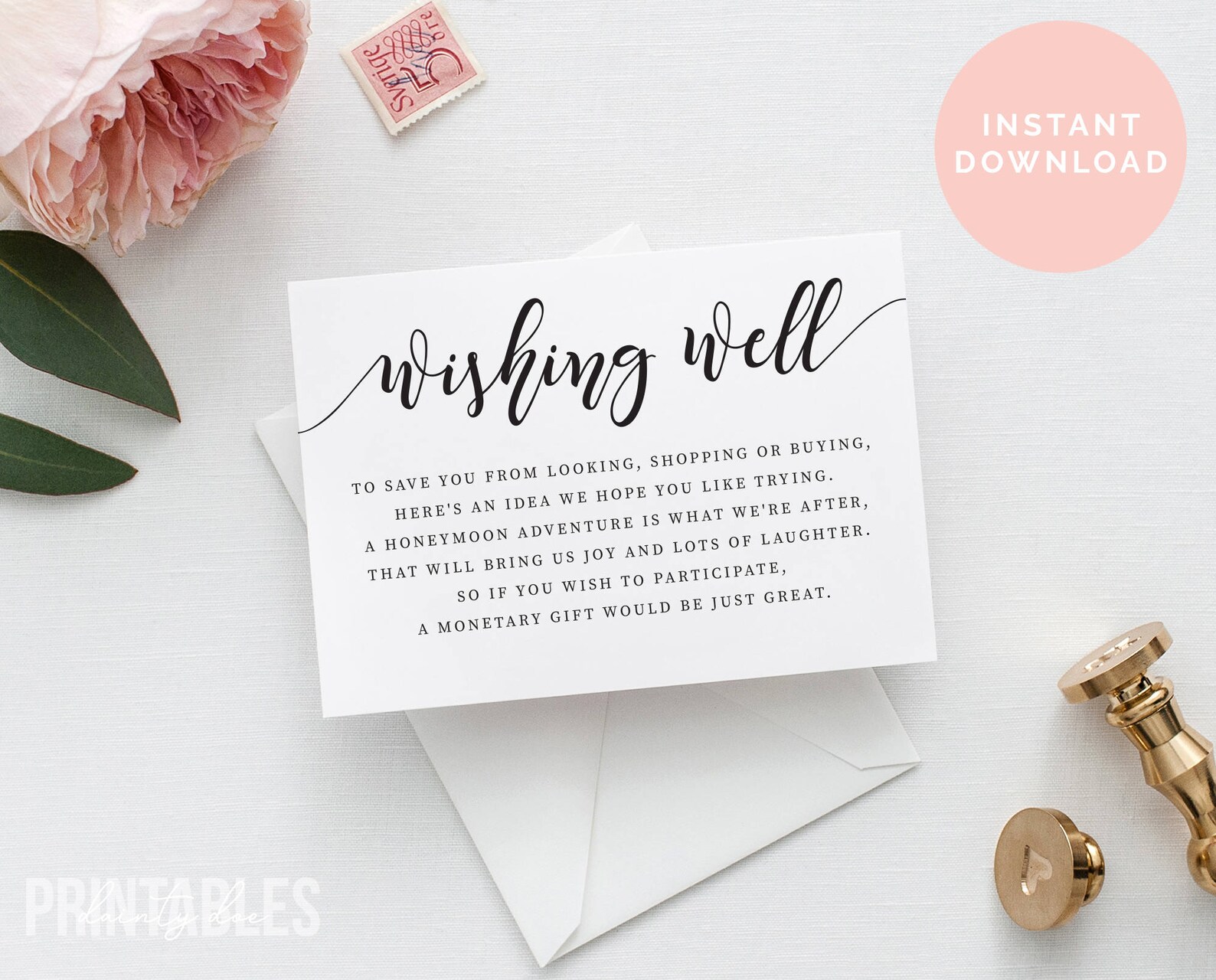 Printable Wishing Well Card Honeymoon Wish Honeymoon Fund - Etsy Australia