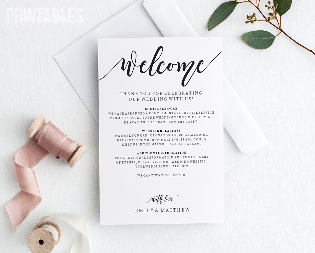 Welcome Wedding Letter Template Printable Welcome Card Template Wedding ...