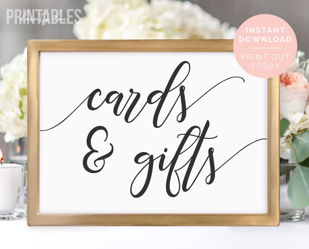 Printable Cards and Gifts Sign Wedding Sign Printable Wedding Cards ...