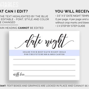 Editable Date Night Cards Printable Date Night Card Date Night Ideas ...