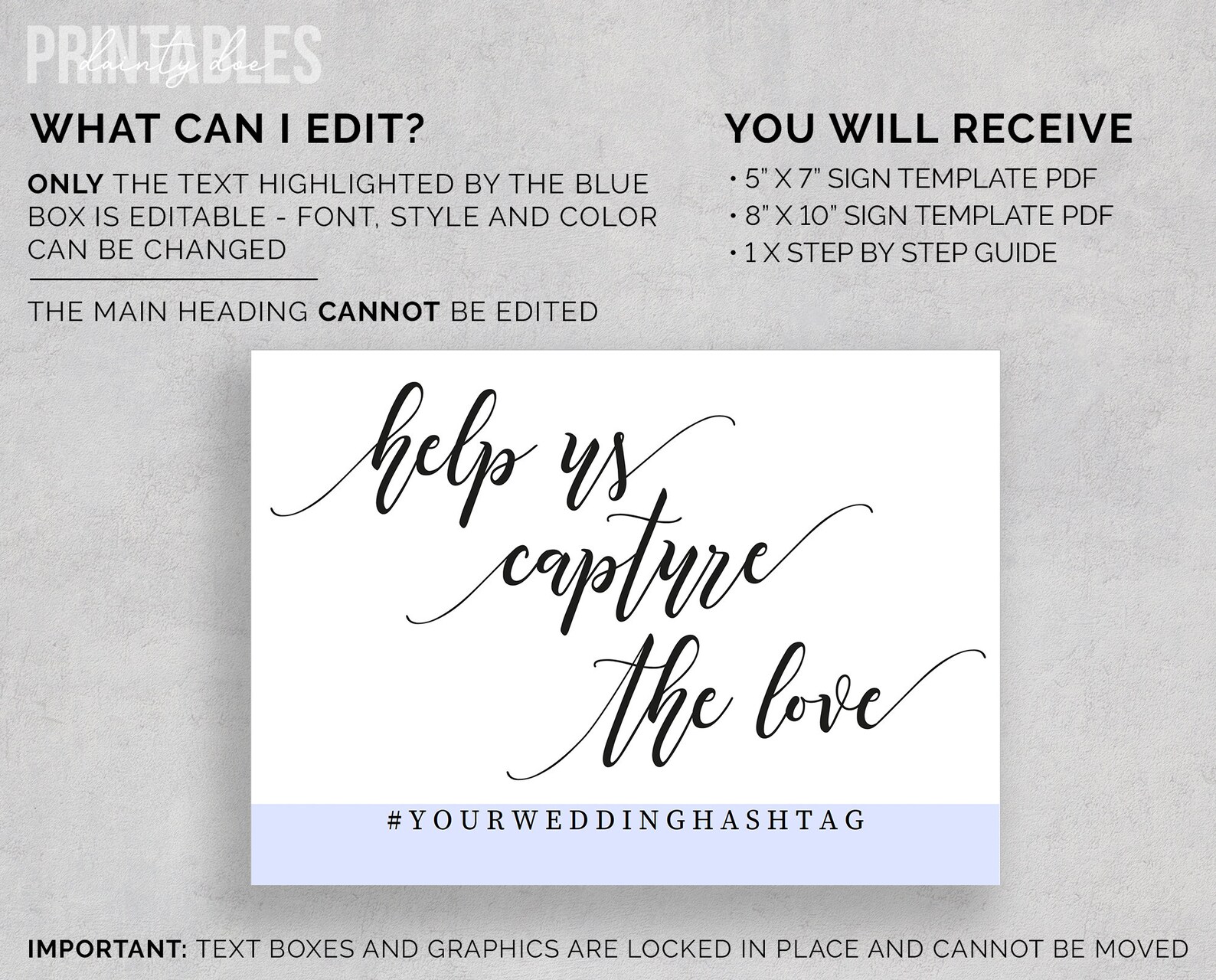 Printable Wedding Help Us Capture the Love Sign Editable - Etsy