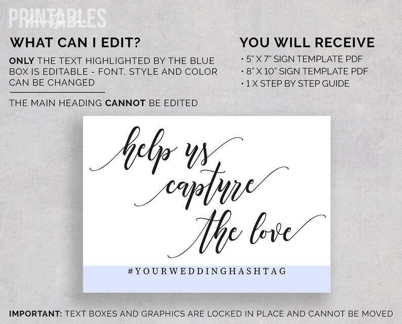 Printable Wedding Help Us Capture the Love Sign Editable - Etsy