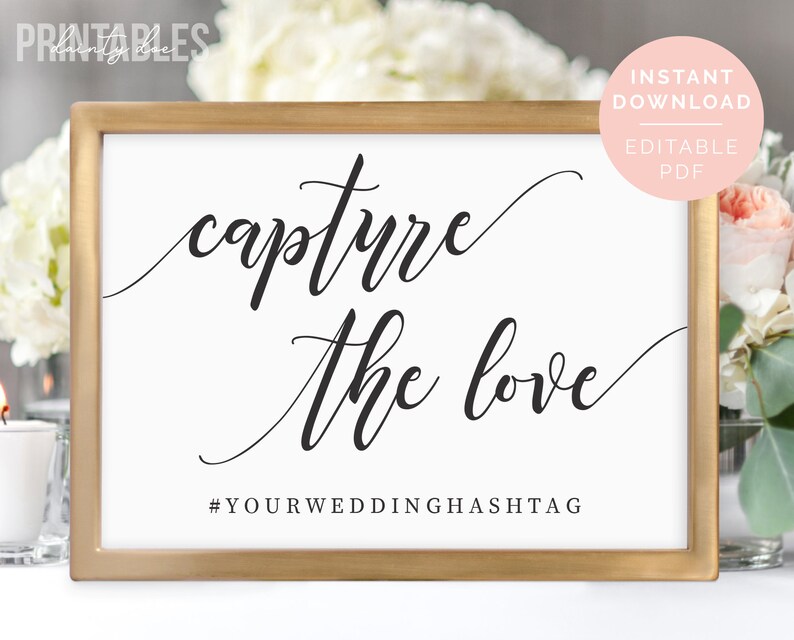 Printable Wedding Capture the Love Sign Editable Template - Etsy