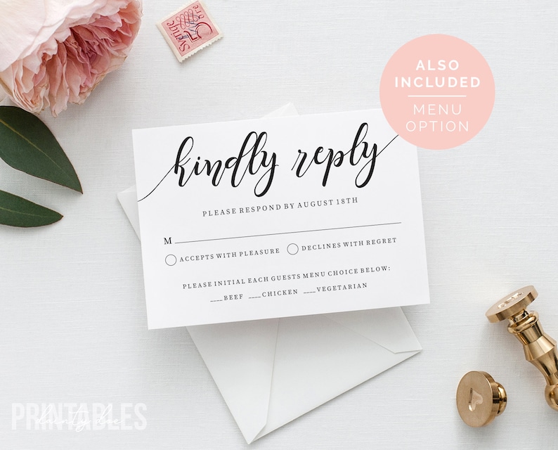 Printable Wedding RSVP Card Template Editable Wedding - Etsy