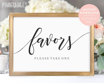 Printable Wedding Favors Sign | Editable Template | Please Take One | Wedding Signage | Bridal Shower | Baby Shower | PDF Instant Download