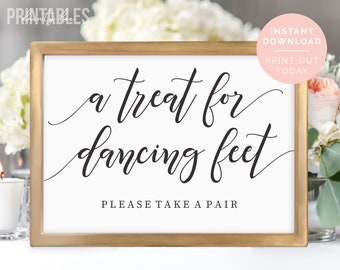 Printable A Treat For Dancing Feet Sign | Dancing Shoes Sign | Wedding Flip Flops Sign | Please take a pair | PDF Instant Download
