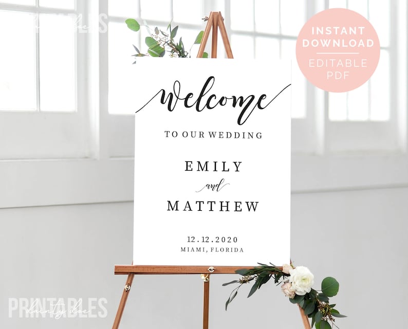 Welcome to Our Wedding Sign Printable Wedding Sign Template - Etsy