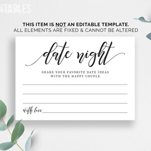 Date Night Cards Date Night Ideas Printable Date Night Idea Card ...