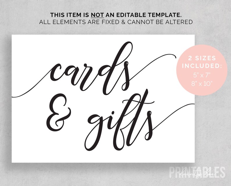 Printable Cards and Gifts Sign Wedding Sign Printable | Etsy