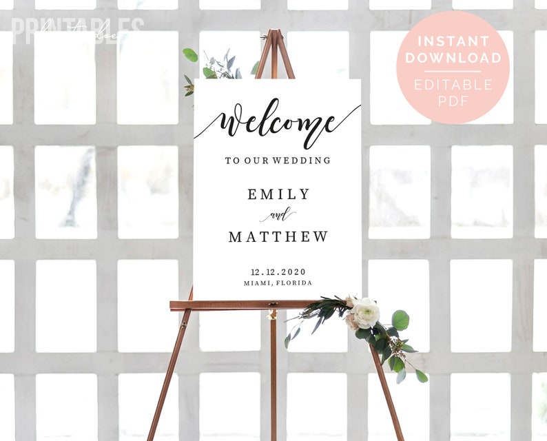 Welcome to Our Wedding Sign Printable Wedding Sign Template - Etsy