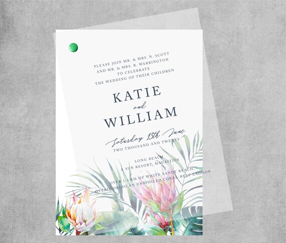 Tropical Destination Wedding Suite Invitation Rsvp And Etsy