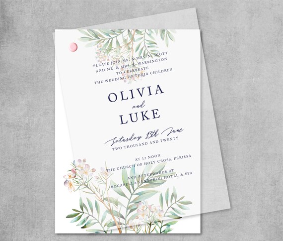 Olive Blossom Destination Wedding Suite Invitation Rsvp Etsy
