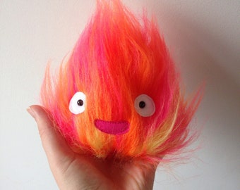 small happy calcifer plushie - howls moving castle