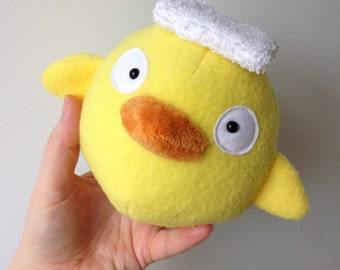 small ootori-Sama bird plushie with towel or leaf - spirited away