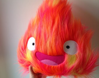 Large happy calcifer plushie - howls moving castle