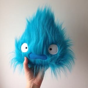 medium "Howls heart" blue calcifer plushie - howls moving castle