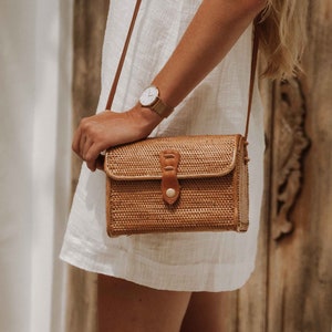 VEGAN Purse, Rattan Bag, Straw Bag, Basket Purse, Vegan Leather Purse, Rattan Crossbody Bag, Wicker Purse, Boho Bag, Mothers Day Gift