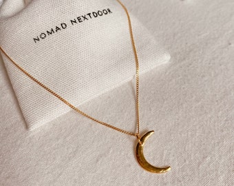 Gold Moon Necklace, Crescent Moon Necklace, Dainty Moon Charm, Moon Jewelry, Boho Necklace, Half Moon Pendant, Mothers Day Gift for Her