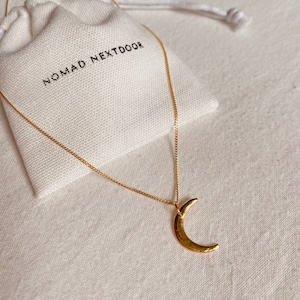 Gold Moon Necklace, Crescent Moon Necklace, Dainty Moon Charm, Moon Jewelry, Boho Necklace, Half Moon Pendant, Mothers Day Gift for Her