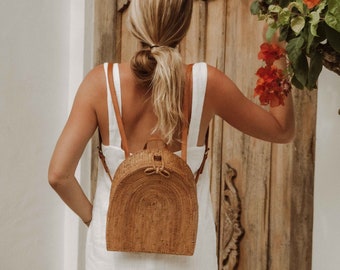 Straw Backpack, Rattan Backpack, Wicker Backpack, Beach Backpack, Rattan Bag, Woven Backpack, Basket Backpack Purse, Mothers Day Gift