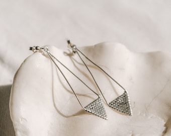 Geometric Earrings Silver, Modern Earrings, Triangle Earrings, Statement Earrings, Dangle Earrings, Minimalist, Mothers Day Gift for Her