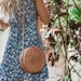 Round Rattan Bag, Wicker Bag, Round Straw Purse, Circle Bag, Crossbody Bags for Women, Bali Bag, Leather Bag, Christmas Gift for Her 