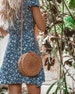 Round Rattan Bag, Wicker Bag, Round Straw Purse, Circle Bag, Crossbody Bags for Women, Bali Bag, Leather Bag, Christmas Gift for Her 