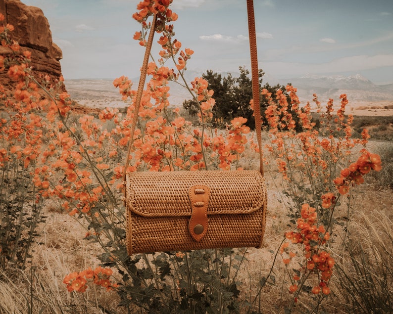 Rattan Clutch, Rattan Purse, Wicker Purse, Rattan Bag, Basket Purse, Rattan Crossbody Bag, Straw Crossbody Purse, Mothers Day Gift for Her image 2