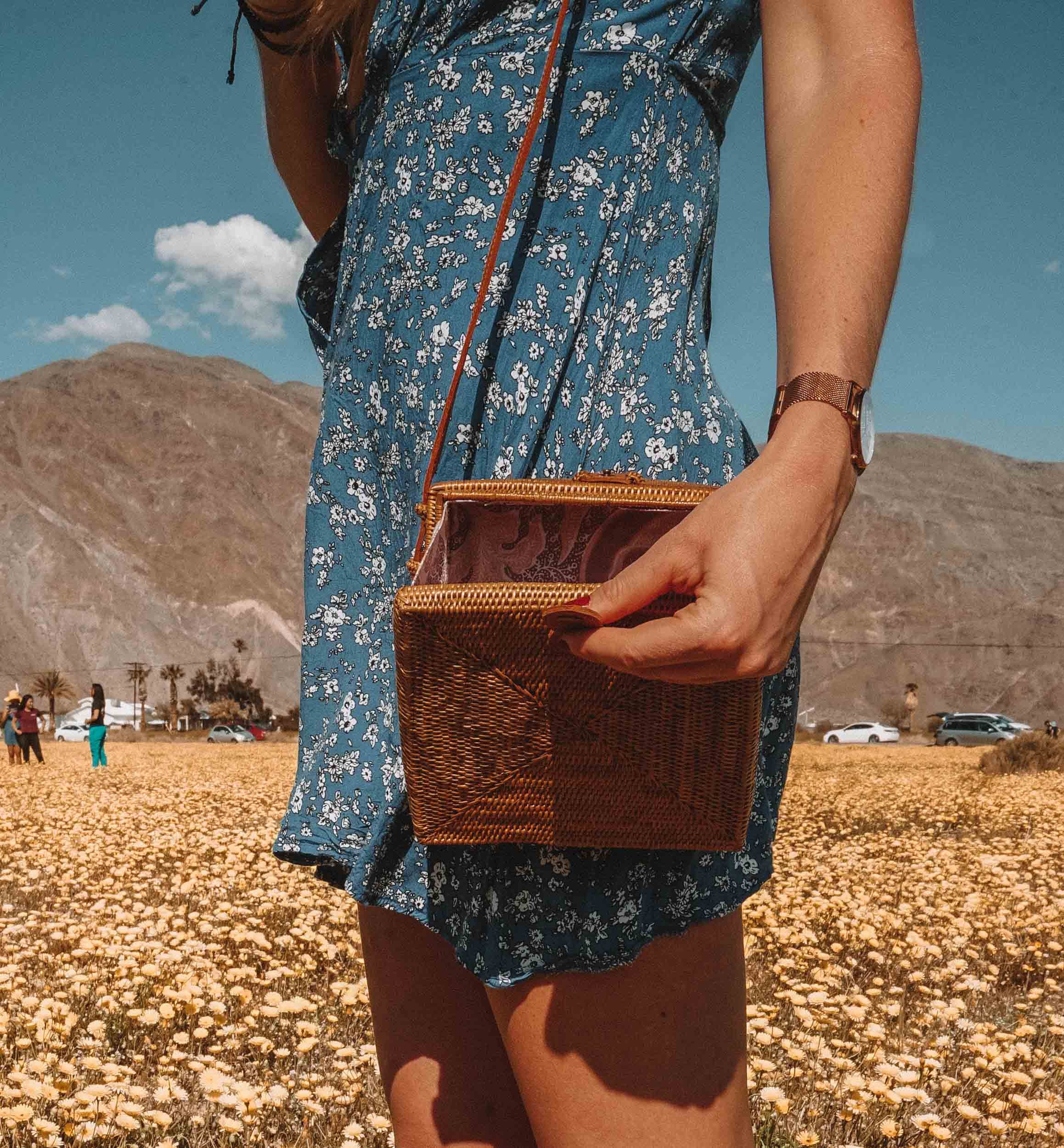 Square wicker purse sale