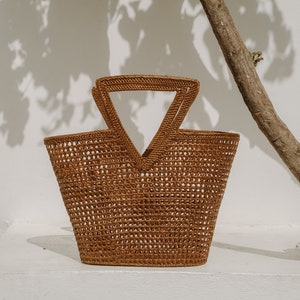 Rattan Basket Bag, Basket Purse, Wicker Purse, Woven Bag, Rattan Tote Bag, Straw Handbag, French Market Bag, Mothers Day Gift for Her