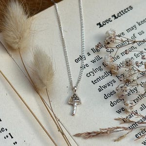 Tiny Mushroom Necklace, Cottagecore Jewelry, Forest Necklace, Silver Mushroom Charm Necklace, Autumn Jewelry, Mothers Day Gift for Her