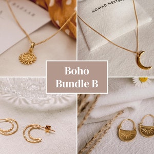 Sun and Moon Gold Jewelry Set, Moon and Sun Earrings, Gold Sun Earrings, Gold Moon Necklace, Gold Sun Necklace, Mothers Day Gift for Her