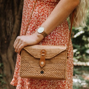 Rattan Bag, Straw Messenger Handbag, Rattan Purse, Wicker Basket Bag, Basket Purse, Straw Crossbody Bag, Woven Bag, Mothers Day Gift for Her image 10