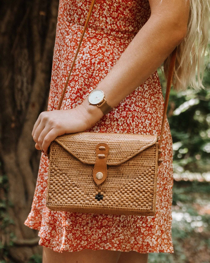 Rattan Bag, Straw Messenger Handbag, Rattan Purse, Wicker Basket Bag, Basket Purse, Straw Crossbody Bag, Woven Bag, Mothers Day Gift for Her image 10